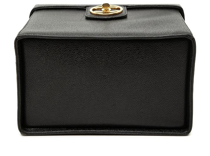 Vanity Beauty case Chanel CC Caviar nero con tracolla - vista 3