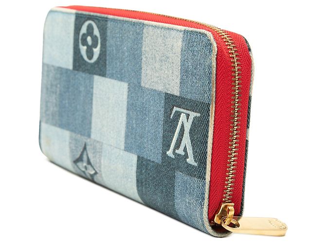 Blauer Louis Vuitton Monogram Denim Patchwork Zippy Long Wallet - Ansicht 2