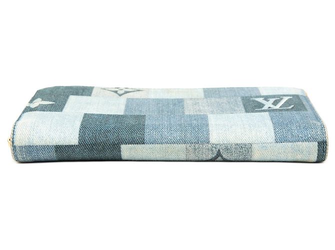 Blauer Louis Vuitton Monogram Denim Patchwork Zippy Long Wallet - Ansicht 3