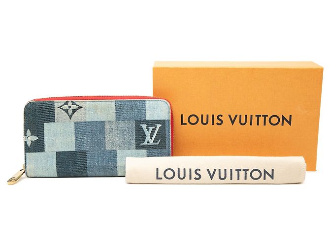 Blauer Louis Vuitton Monogram Denim Patchwork Zippy Long Wallet - Ansicht 9