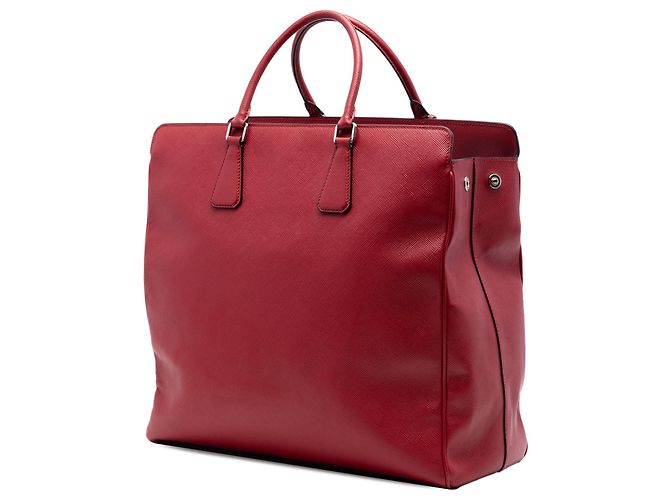 Borsa shopper Prada Saffiano Lux a doppio manico rossa Rosso - vista 2