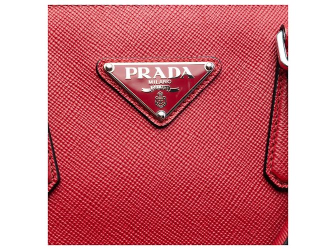 Borsa shopper Prada Saffiano Lux a doppio manico rossa Rosso - vista 5