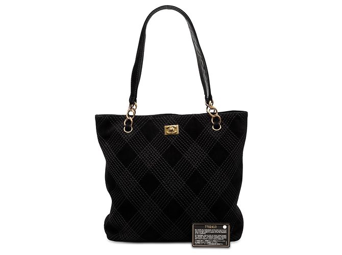 Tote in scamosciato nero con cuciture Chanel CC - vista 10