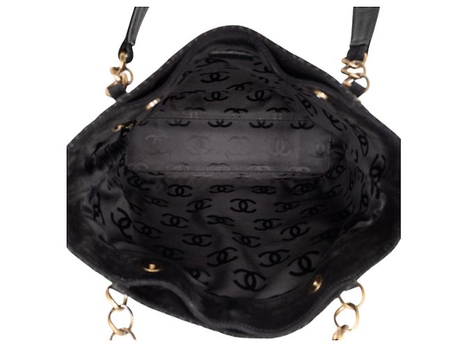 Tote in scamosciato nero con cuciture Chanel CC - vista 4