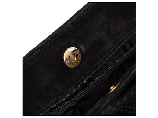Tote in scamosciato nero con cuciture Chanel CC - vista 7