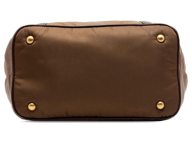 Borsa Prada Vitello Daino Trimmed Tessuto Marrone - vista 3