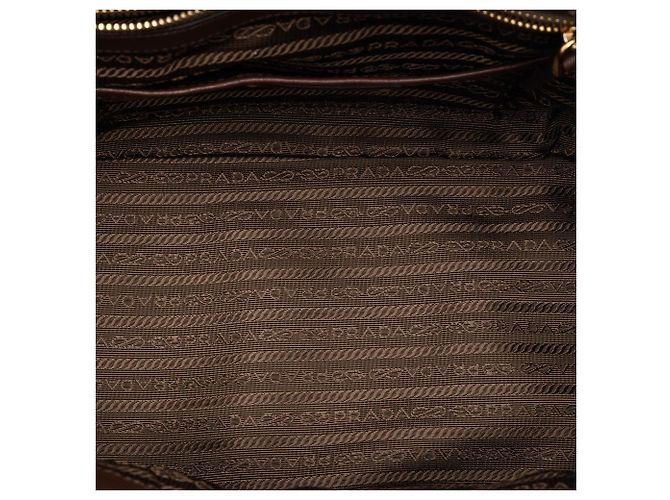 Borsa Prada Vitello Daino Trimmed Tessuto Marrone - vista 4
