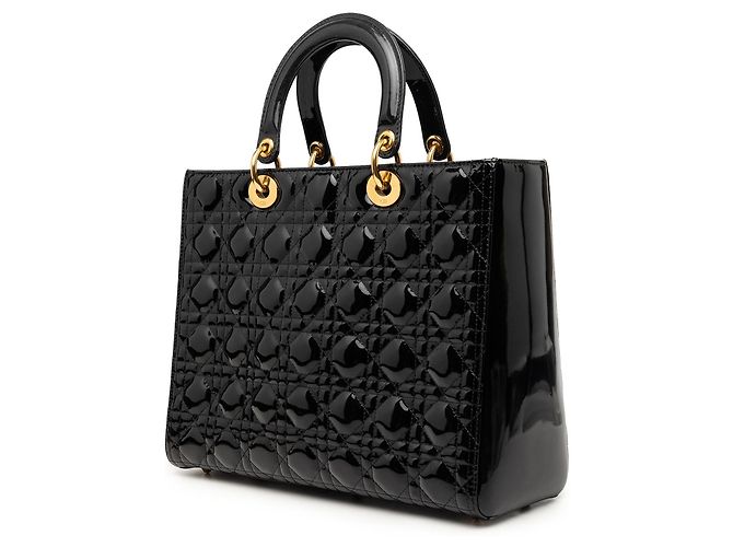 Borsa Dior Large Patent Cannage Lady Dior nera Nero - vista 2