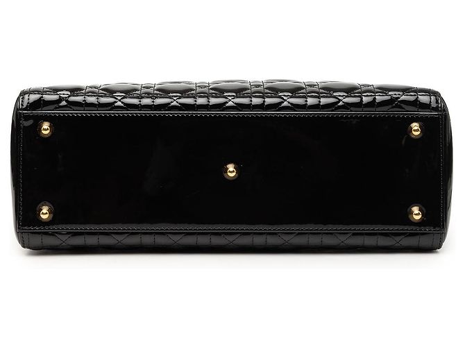 Borsa Dior Large Patent Cannage Lady Dior nera Nero - vista 3