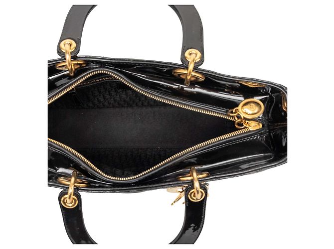 Borsa Dior Large Patent Cannage Lady Dior nera Nero - vista 4