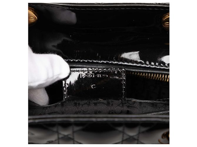 Borsa Dior Large Patent Cannage Lady Dior nera Nero - vista 6