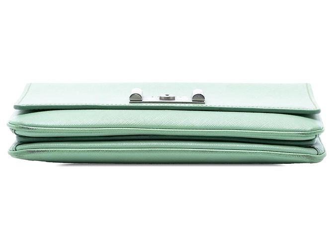 Borsa a tracolla con patta Prada Saffiano Lux Chain Lock verde - vista 3