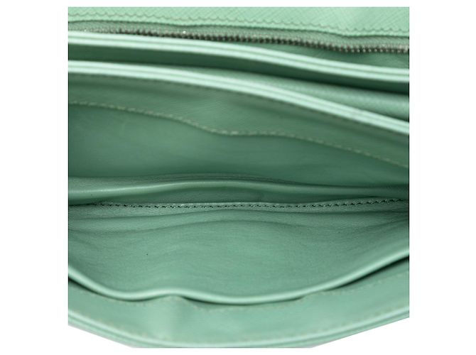 Borsa a tracolla con patta Prada Saffiano Lux Chain Lock verde - vista 4