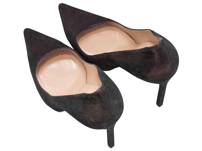 Escarpins à bout pointu métallisés Manolo Blahnik violet foncé Taille 40.5 - vue 3