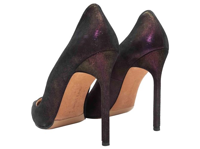 Escarpins à bout pointu métallisés Manolo Blahnik violet foncé Taille 40.5 - vue 4