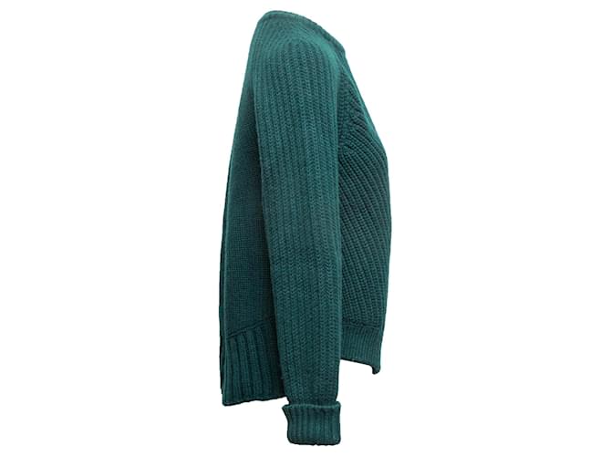 Dunkelgrüner Alexander McQueen Woll- und Kaschmirpullover Größe US M - Ansicht 3