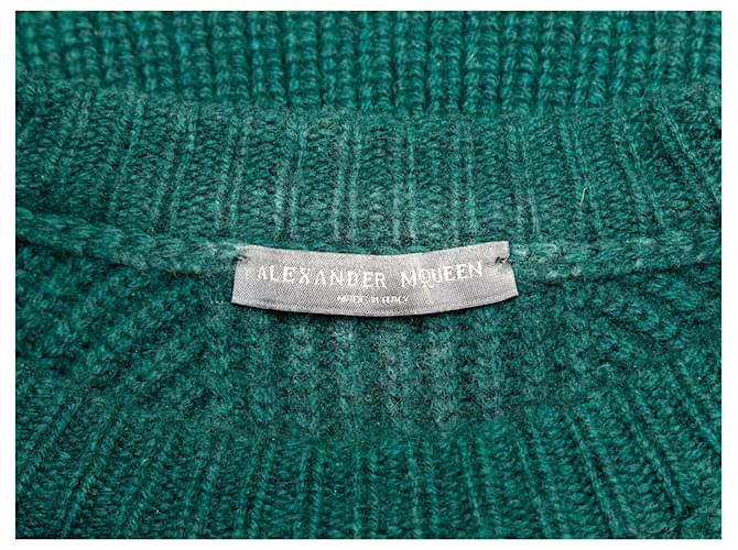 Dunkelgrüner Alexander McQueen Woll- und Kaschmirpullover Größe US M - Ansicht 5