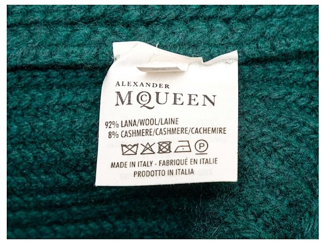 Dunkelgrüner Alexander McQueen Woll- und Kaschmirpullover Größe US M - Ansicht 7