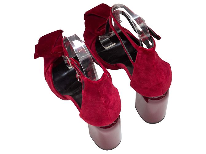 Sandali con tacco a T-strap in velluto rosso Pierre Hardy Taglia 37.5 - vista 3