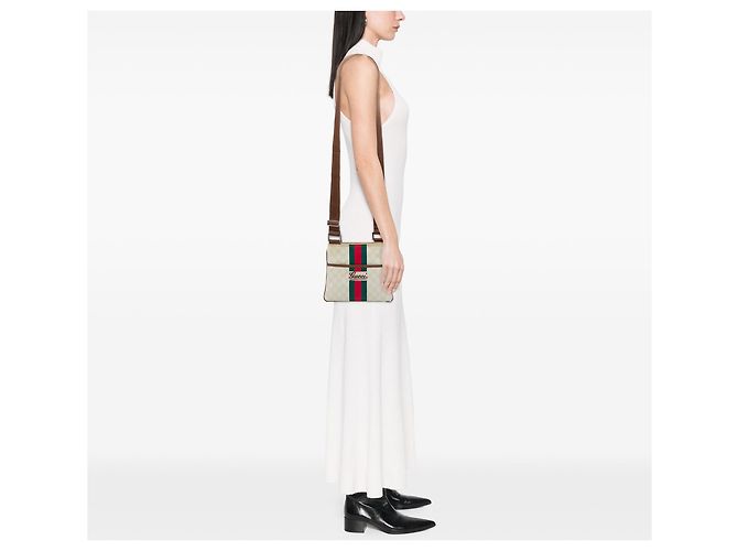 Borsa a tracolla Gucci GG Supreme Web bianca Bianco - vista 6