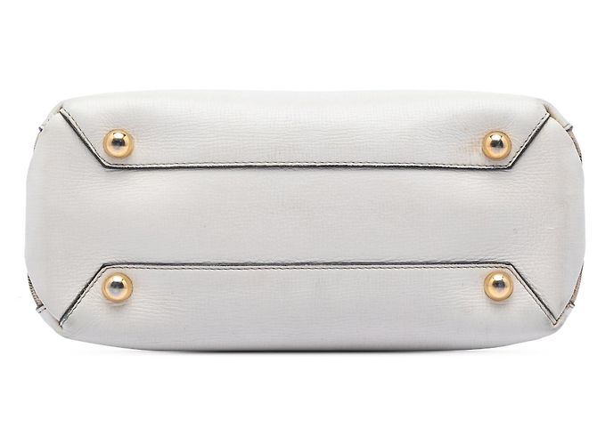 Borsa a tracolla Burberry Small in pelle bianca e House Check Bianco - vista 3