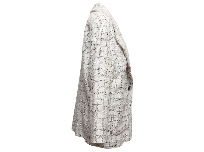 White & Black Chanel Checked Tweed Blazer Size FR 40 - view 2