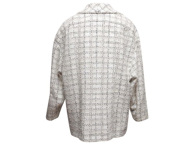 White & Black Chanel Checked Tweed Blazer Size FR 40 - view 3