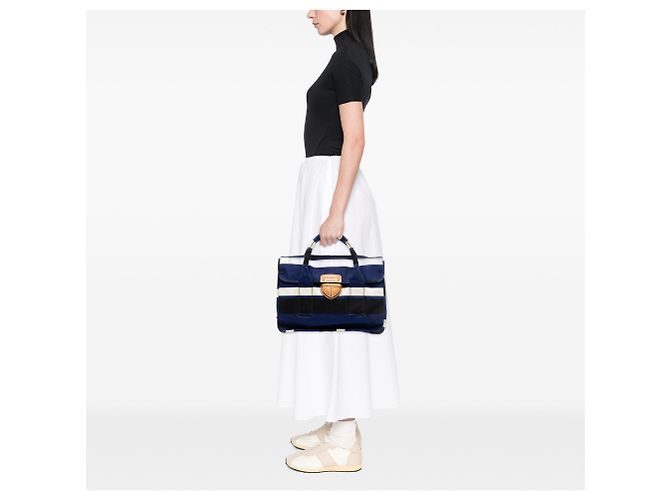 Blauer Prada Canapa Canvas Pattina Satchel - Ansicht 7
