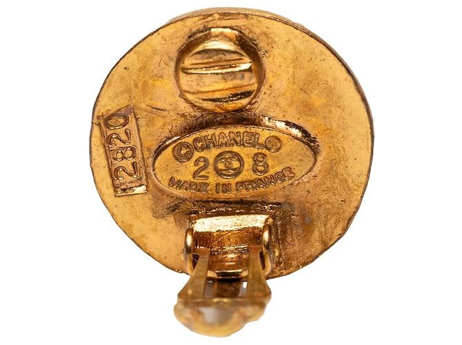 Orecchini a cerchio Chanel CC placcati oro D'oro - vista 3