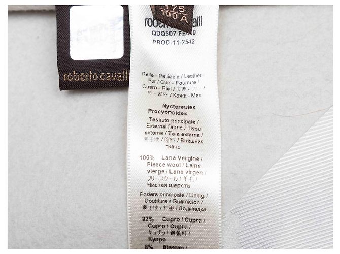 Hellgrauer Roberto Cavalli Mantel aus Virgin Wool mit Pelzbesatz Größe IT 44 - Ansicht 5