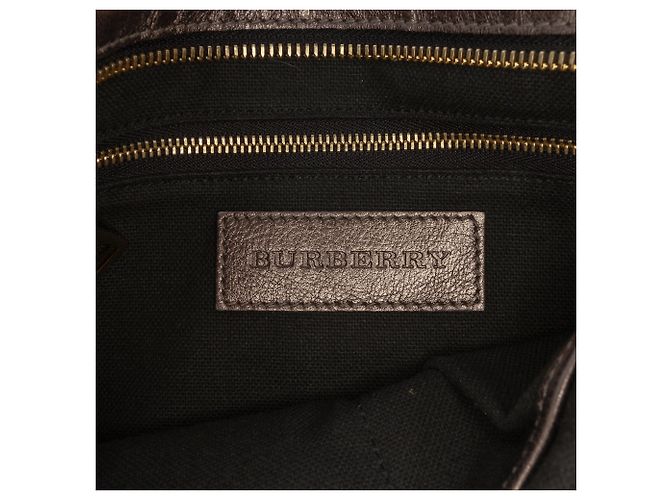 Borsa a tracolla Burberry Supernova Check in tela e pelle metallizzata marrone - vista 5