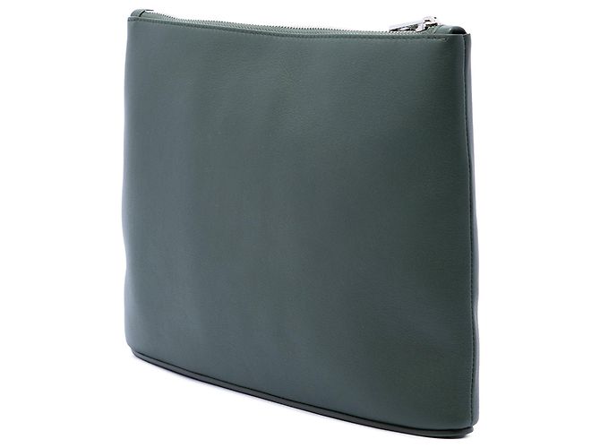 Clutch in pelle con logo verde LOEWE - vista 2