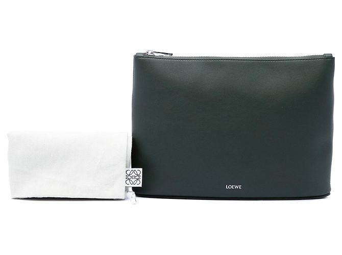 Clutch in pelle con logo verde LOEWE - vista 7