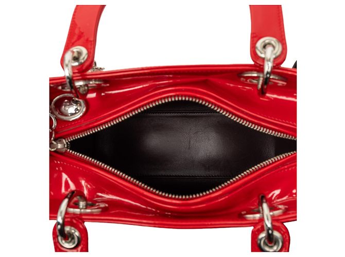 Borsa Lady Dior Medium in vernice rossa Rosso - vista 4