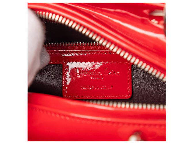 Borsa Lady Dior Medium in vernice rossa Rosso - vista 5