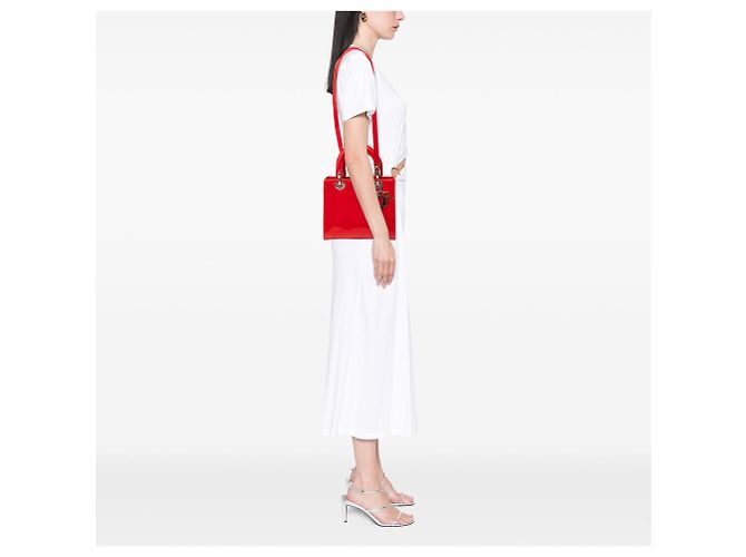 Borsa Lady Dior Medium in vernice rossa Rosso - vista 7