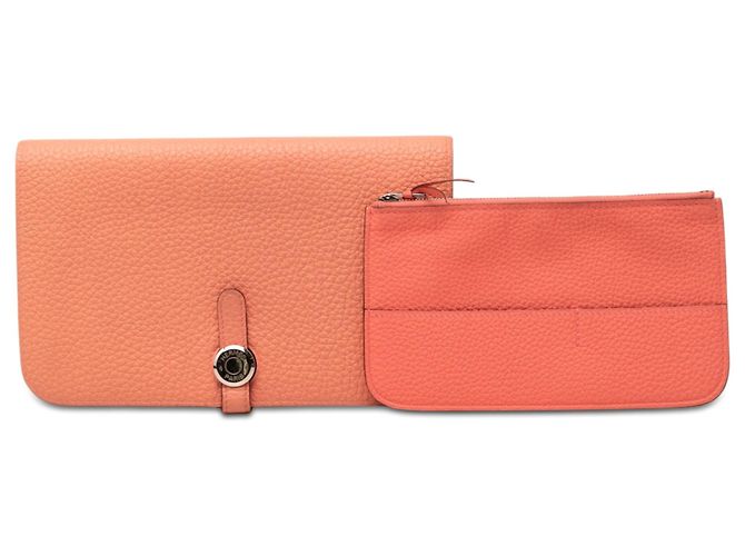 Portafoglio lungo Hermès Togo Dogon Duo GM Arancione - vista 10