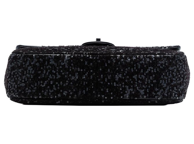 Borsa a tracolla Chanel Jumbo Classic Sequins Single Flap nera Nero - vista 3