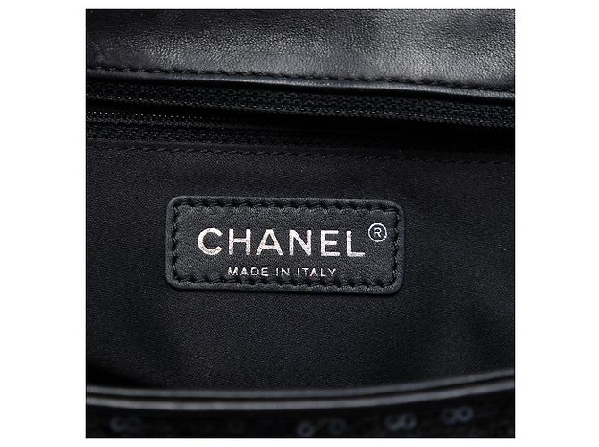 Borsa a tracolla Chanel Jumbo Classic Sequins Single Flap nera Nero - vista 5