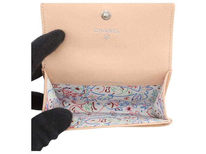 Beiger Chanel CC gesteppter Caviar Kartenhalter - Ansicht 5
