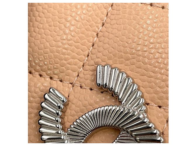 Beiger Chanel CC gesteppter Caviar Kartenhalter - Ansicht 8
