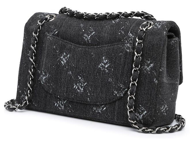 Borsa a tracolla Chanel Medium Denim Double Flap nera Nero - vista 2