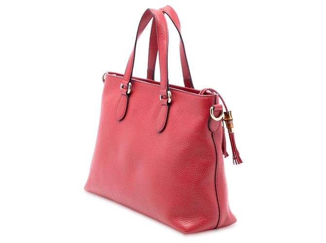 Bamboo Borsa satchel Gucci in pelle rossa con manico in bambù e nappa Rosso - vista 2