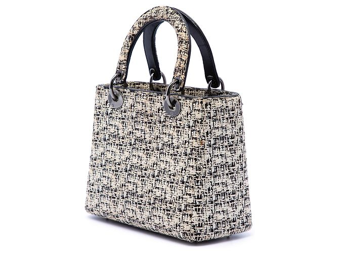 Borsa Lady Dior in tweed bianco, misura Medium - vista 2