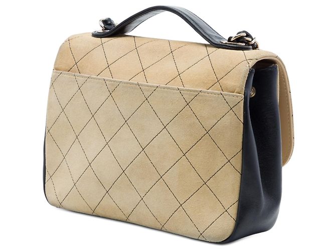 Borsa Chanel Medium CC Quilted Suede Business Affinity Flap Beige - vista 2