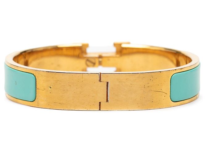 Bracciale Hermès Clic H stretto in smalto blu PM - vista 3