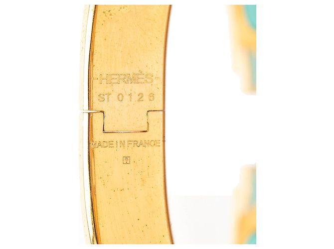 Bracciale Hermès Clic H stretto in smalto blu PM - vista 4
