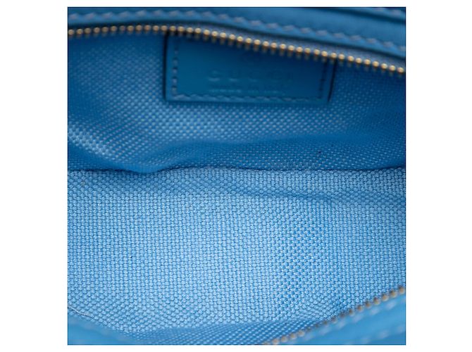 Gucci Moon Schultertasche aus blauem Mini GG Canvas - Ansicht 4