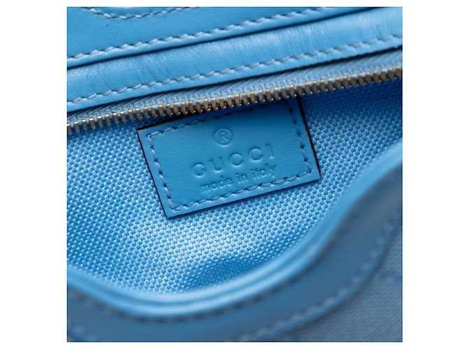Gucci Moon Schultertasche aus blauem Mini GG Canvas - Ansicht 5