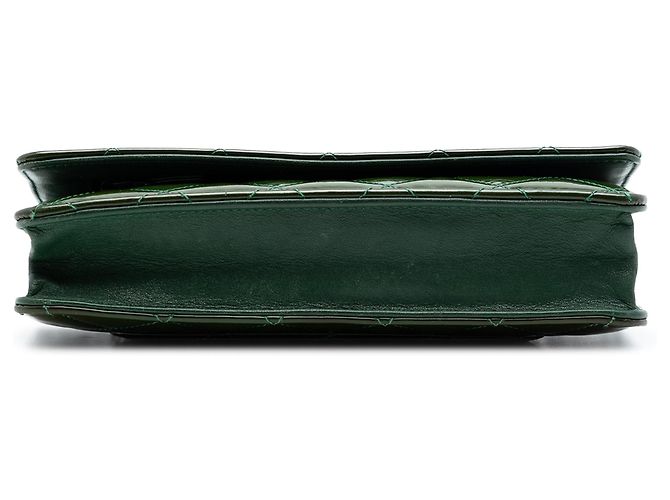 Wallet On Chain Borsa a tracolla con catena Chanel CC trapuntata in vernice verde - vista 3